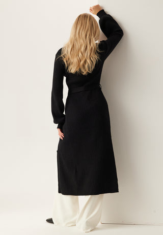 Ribbestrikket cardigan-kjole
