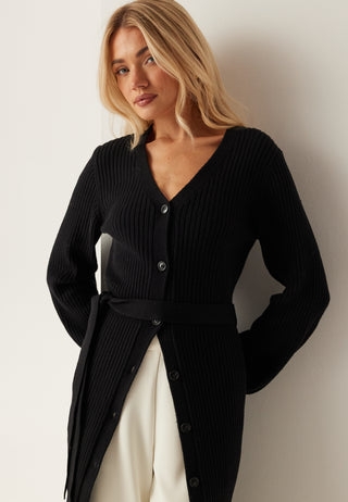 Ribbestrikket cardigan-kjole