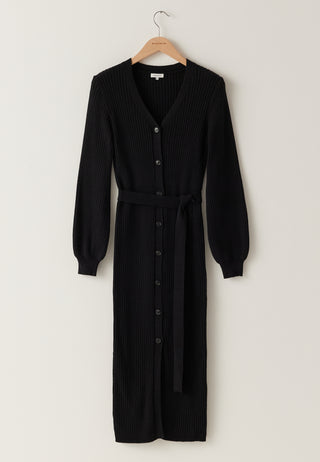 Ribbestrikket cardigan-kjole
