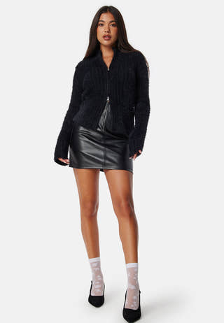 Rib Knitted Zip Cardigan