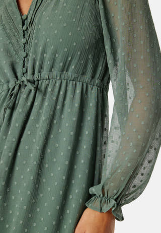 Dobby Dot V-neck Dress