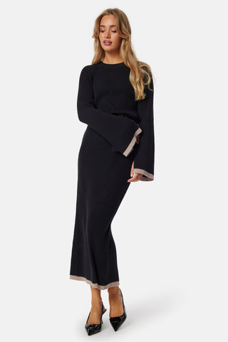 Round Neck Rib Knitted Maxi Dress
