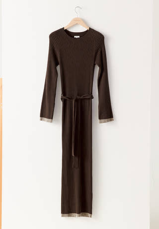Round Neck Rib Knitted Maxi Dress