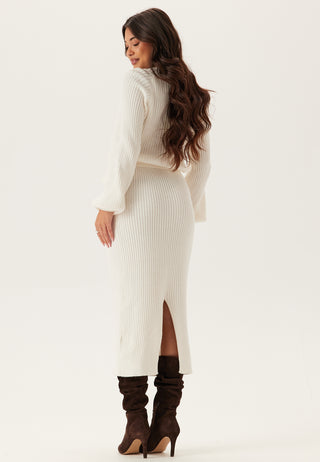 Round Neck Rib Knitted Midi Dress