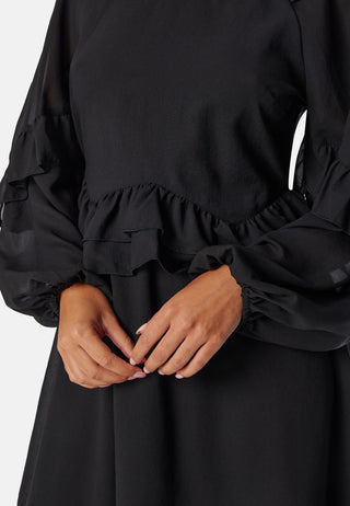 Round Neck Short Frill Dress