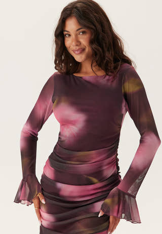 Ruched Mesh Dress