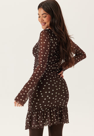 Ruched Mesh Frill Kjole