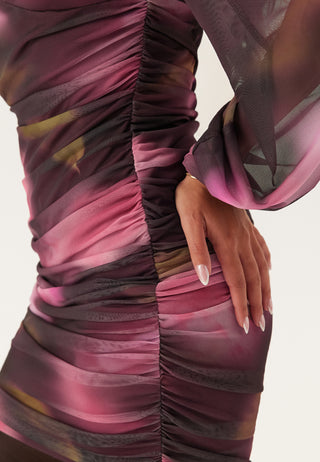 Ruched Mesh Minikjole