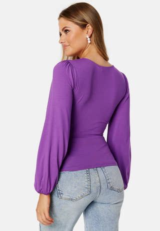 Square V-neck Puff Sleeve Top