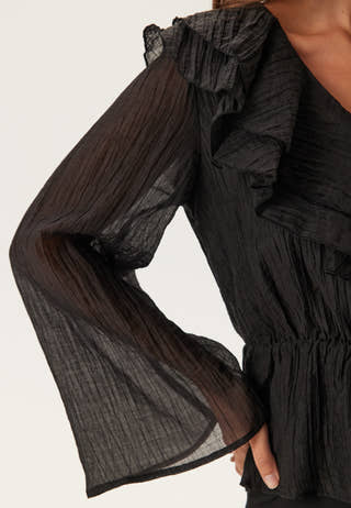 Ruffle Wide Sleeve Blouse