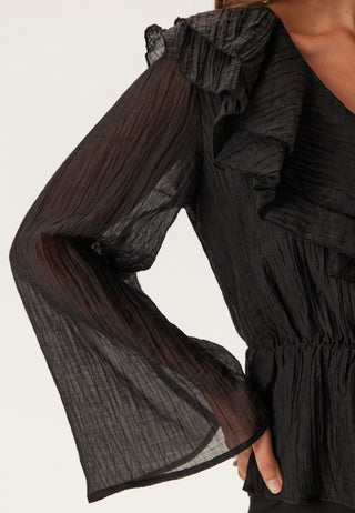 Ruffle Wide Sleeve Bluse