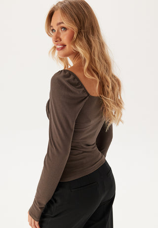 Rushed Square Neck Long Sleeve Top