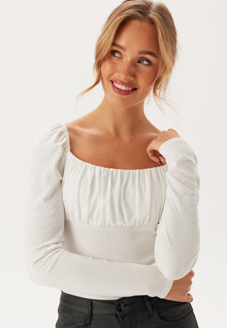 Rushed Square Neck Long Sleeve Top