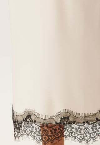 Satin Lace Midi Skjørt