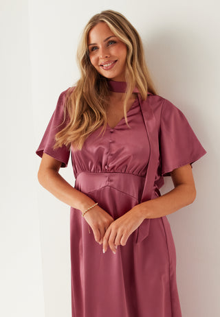 Satin Scarf Maxi Dress