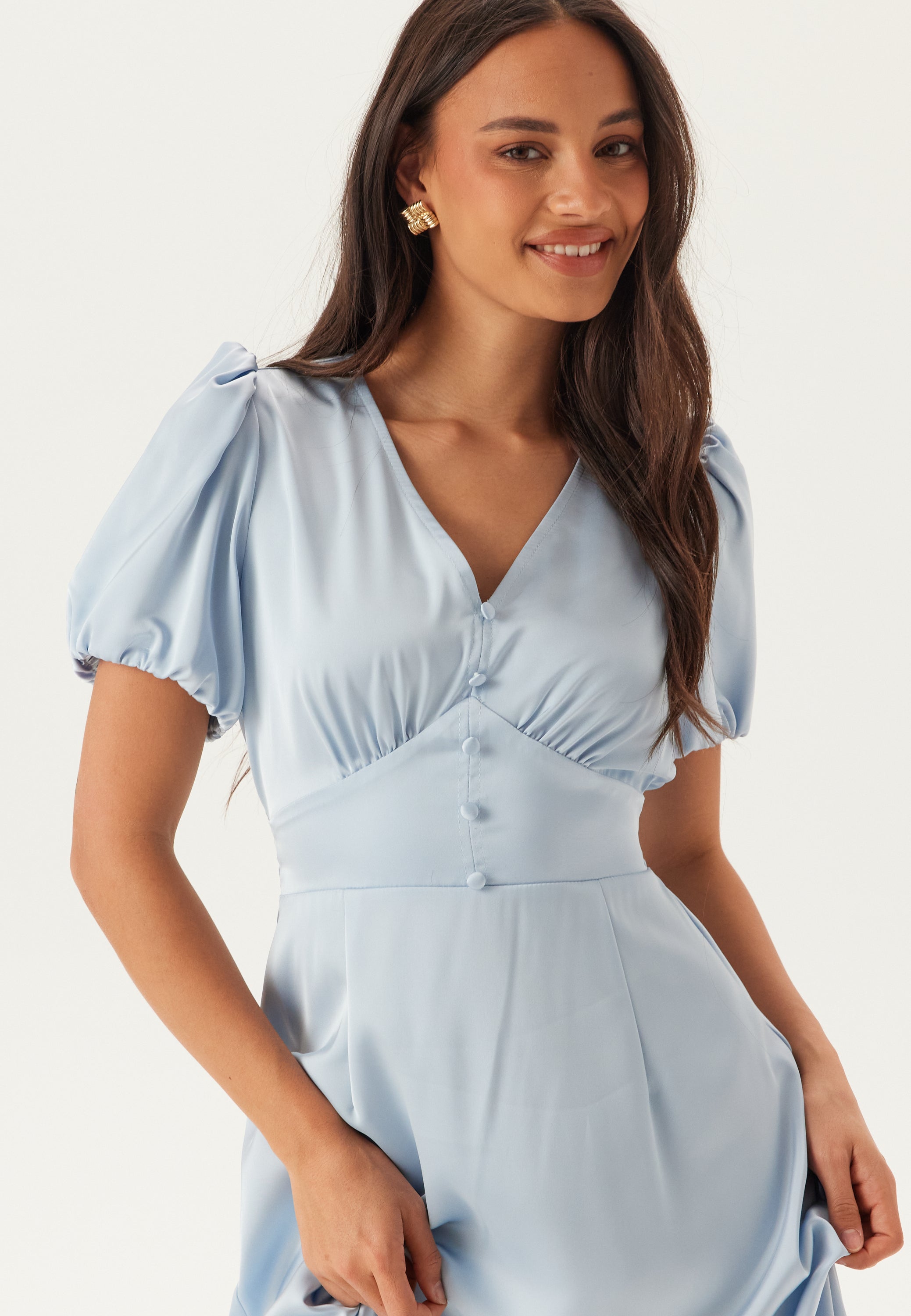 Bubbleroom Satin Short Sleeve Maxi Dress Blue Blue Bubbleroom Satin Short Sleeve Maxi Dress Blue Blue