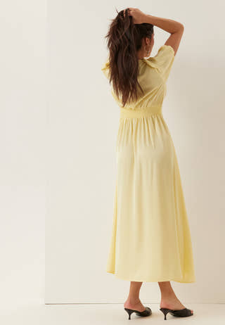 Satin Short Sleeve Maxi Dress