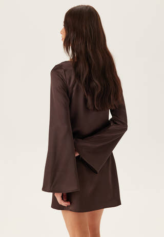 Satin Trumpet Sleeve Short Dress