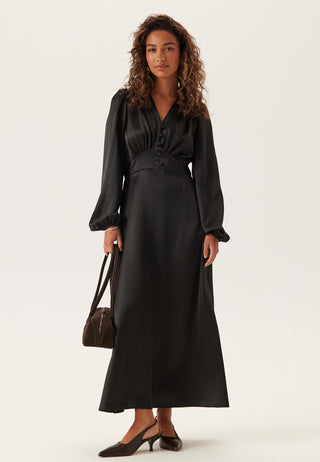 Satin V-neck Maxi Dress
