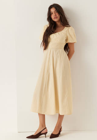 Bubbleroom – Seersucker Midi Dress – Dresses – Yellow Bubbleroom – Seersucker Midi Dress – Dresses – Yellow
