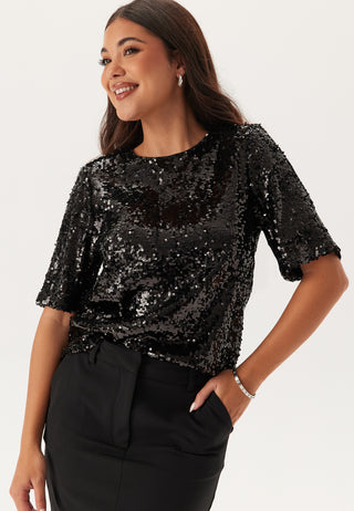 Sequin Short Sleeve Top