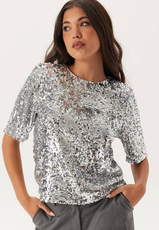 Sequin Short Sleeve Top