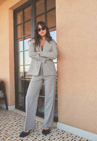 High Waist Melange Suit Pants