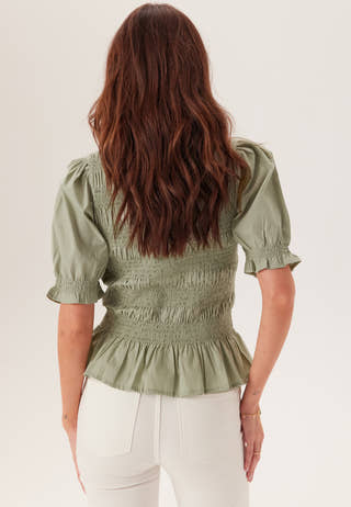 Short Sleeve Cotton Smock Blouse