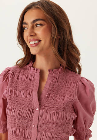 Short Sleeve Cotton Smock Blouse