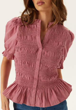 Short Sleeve Cotton Smock Blouse