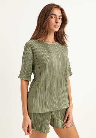 Short Sleeve Pleated Top