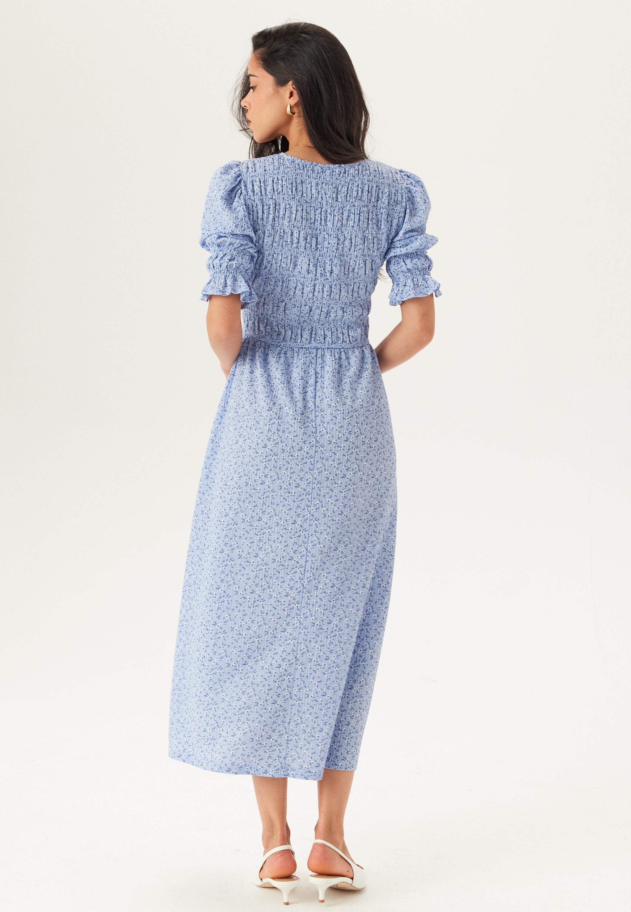 Bubbleroom Short Sleeve Smock Dress Blue Blue / Floral / Multi Bubbleroom Short Sleeve Smock Dress Blue Blue / Floral / Multi