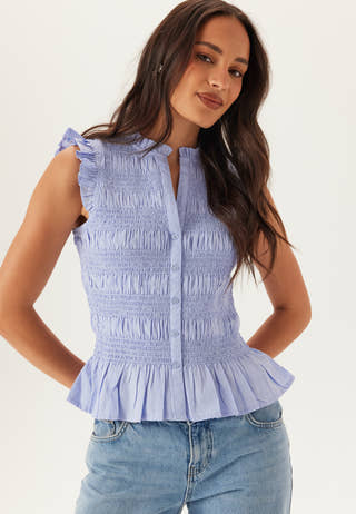 Sleeveless Cotton Smock Blouse