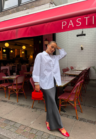 Slit Satin Maxi Skirt