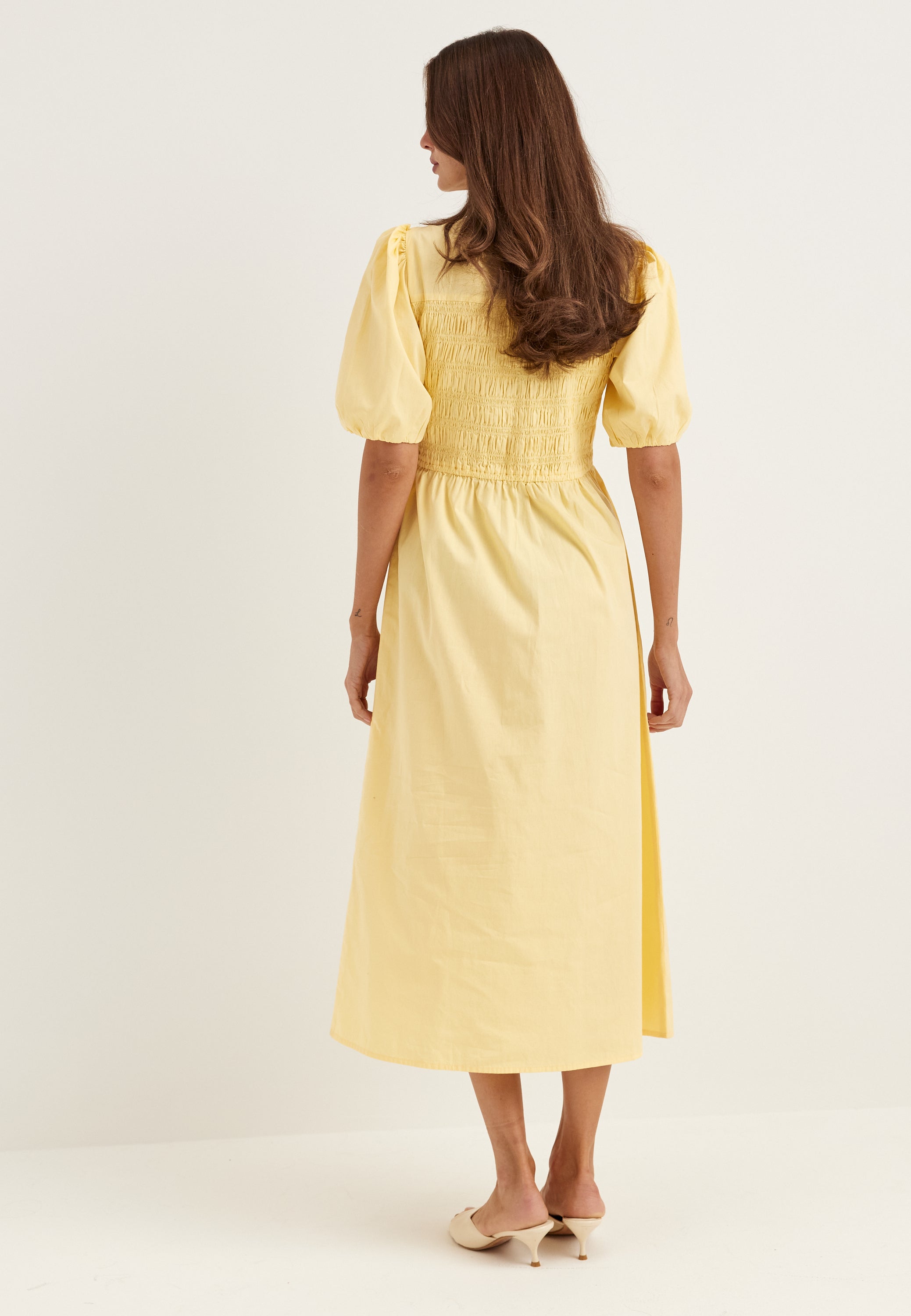 Bubbleroom – Smock Short Sleeve Cotton Dress – Dresses – Yellow