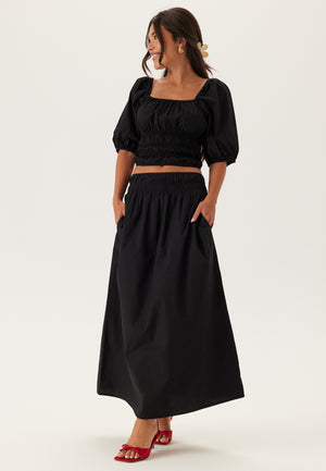 Smock Waist Maxi Skjørt