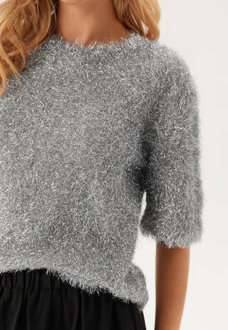 Sparkling Knitted Short Sleeve Sweater