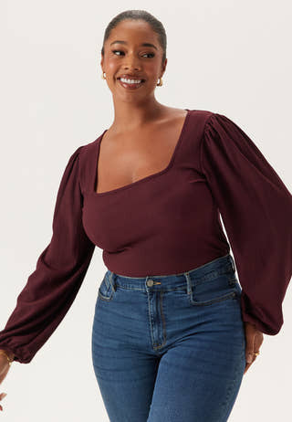 Square Neck Balloon Sleeve Top