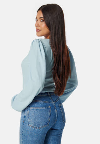 Square Neck Balloon Sleeve Top