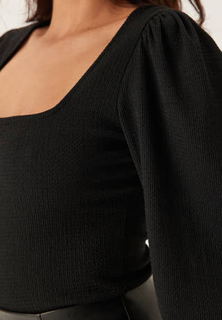 Square Neck Balloon Sleeve Top