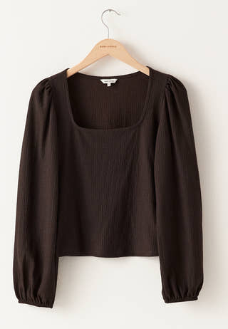 Square Neck Balloon Sleeve Top