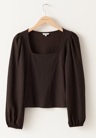 Square Neck Balloon Sleeve Top