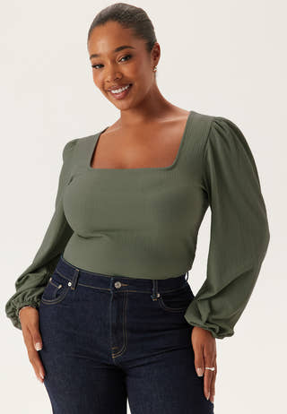 Square Neck Balloon Sleeve Top