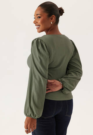 Square Neck Balloon Sleeve Top