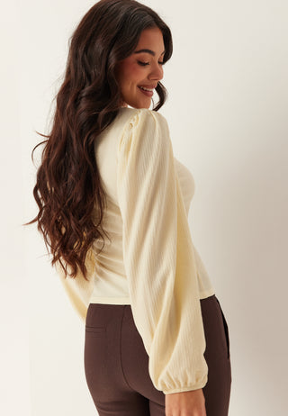 Square Neck Balloon Sleeve Top