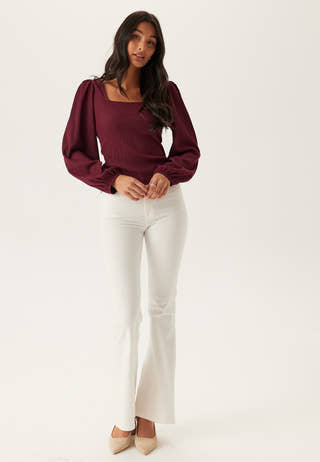 Square Neck Balloon Sleeve Top