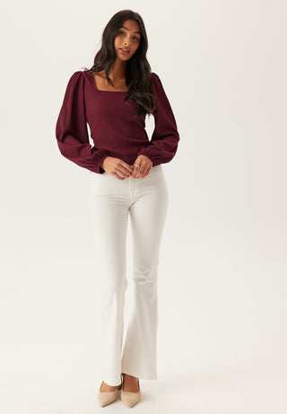 Square Neck Balloon Sleeve Top