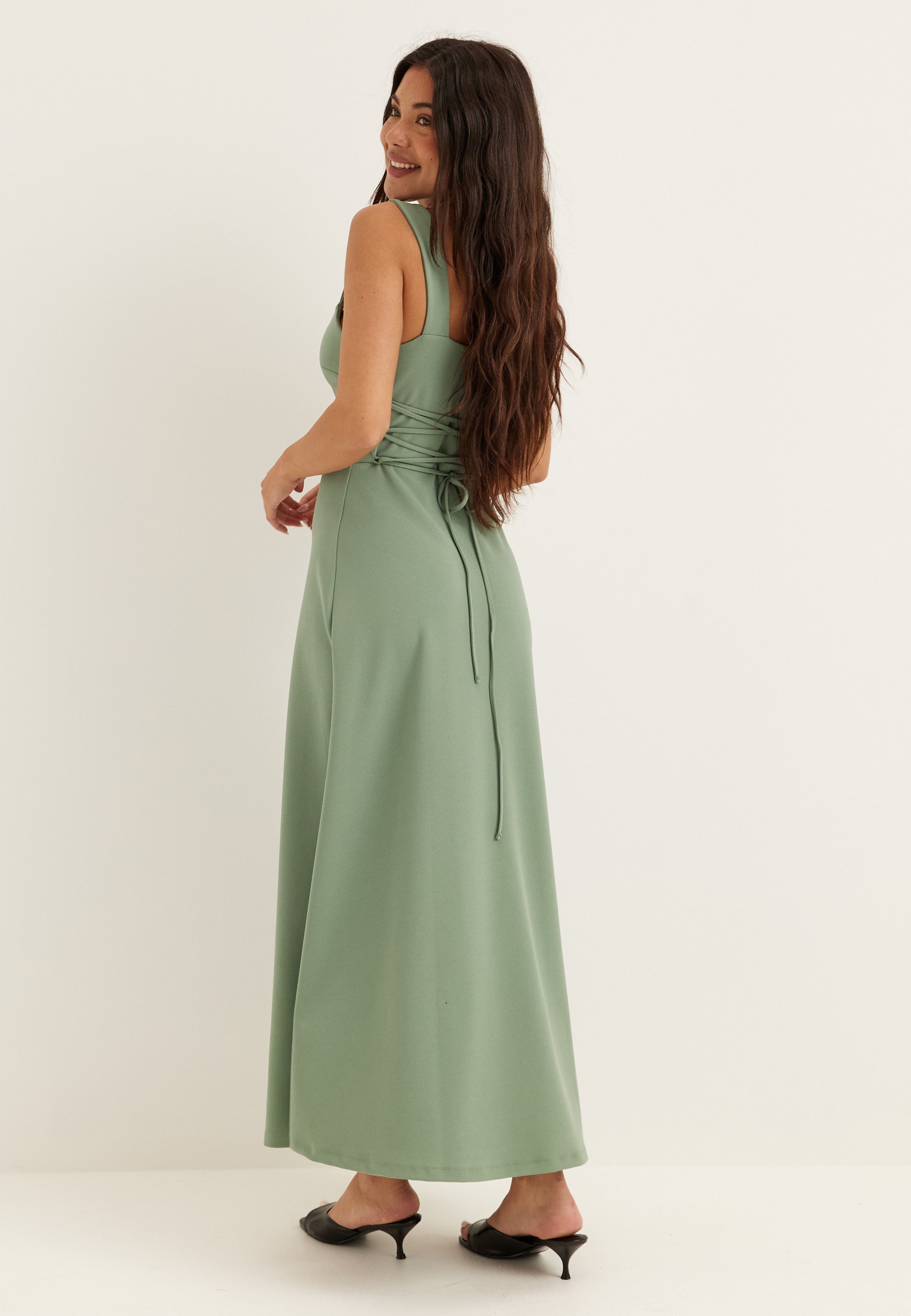 Bubbleroom  Square Neck Corset Dress  Dresses  Green