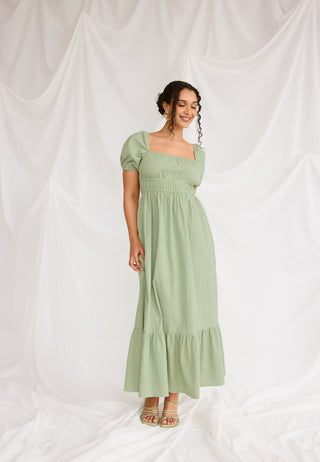 Square Neck Cotton Maxi Dress