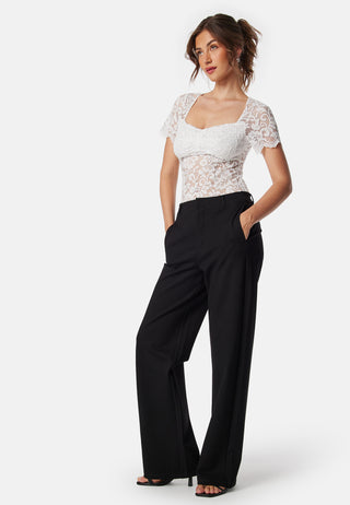 Square Neck Lace S/S Top